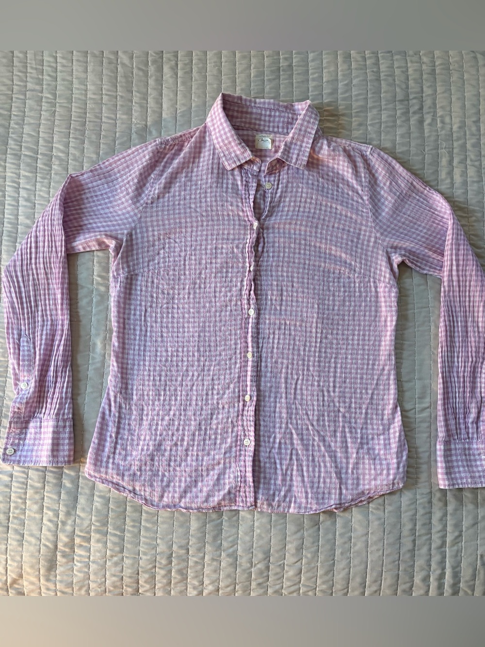 Vintage J. Crew Light Pink Gingham “Jenna Lyons” The Perfect Shirt Button-Down